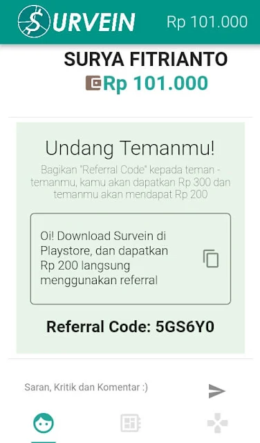 Misi yang kedua yaitu mengundang teman dan suruh teman Anda memasukkan kode undangan Anda ketika sedang melakukan pendaftaran akun.