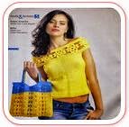  Blusa Escote Bote con Bolso al tono al Crochet