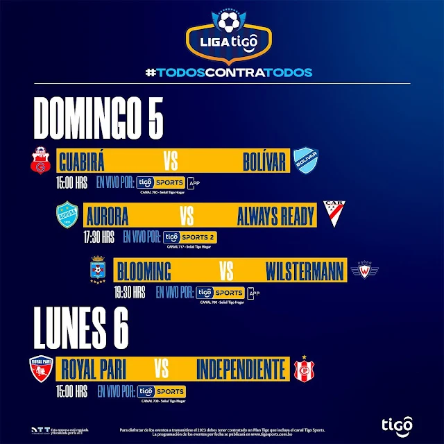 Programación Tigo Sports Fecha 1