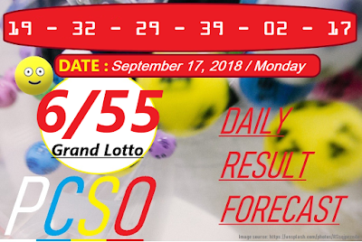 September 17, 2018 6/55 Grand Lotto Result 6 digits winning number combination