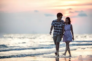 loving couples at  seashore