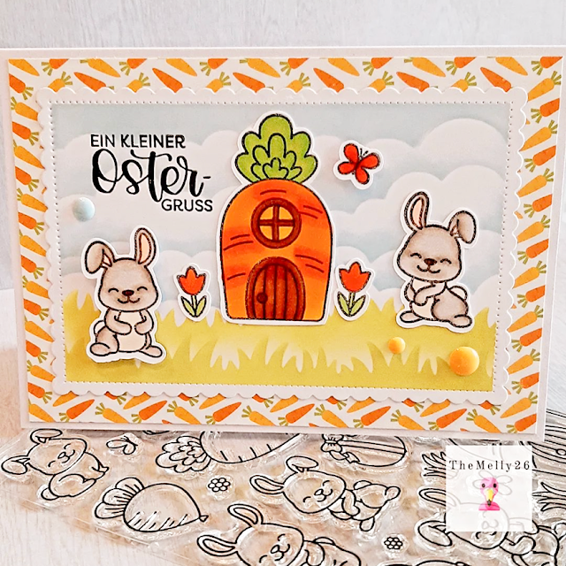 Sunny Studio Stamps: Bunnyville Easter Themed Customer Card by Melanie Tebmann