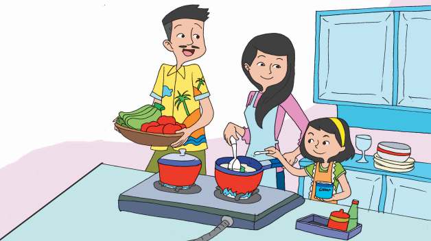  Gambar  Memasak Bersama Keluarga  Kartun retorika