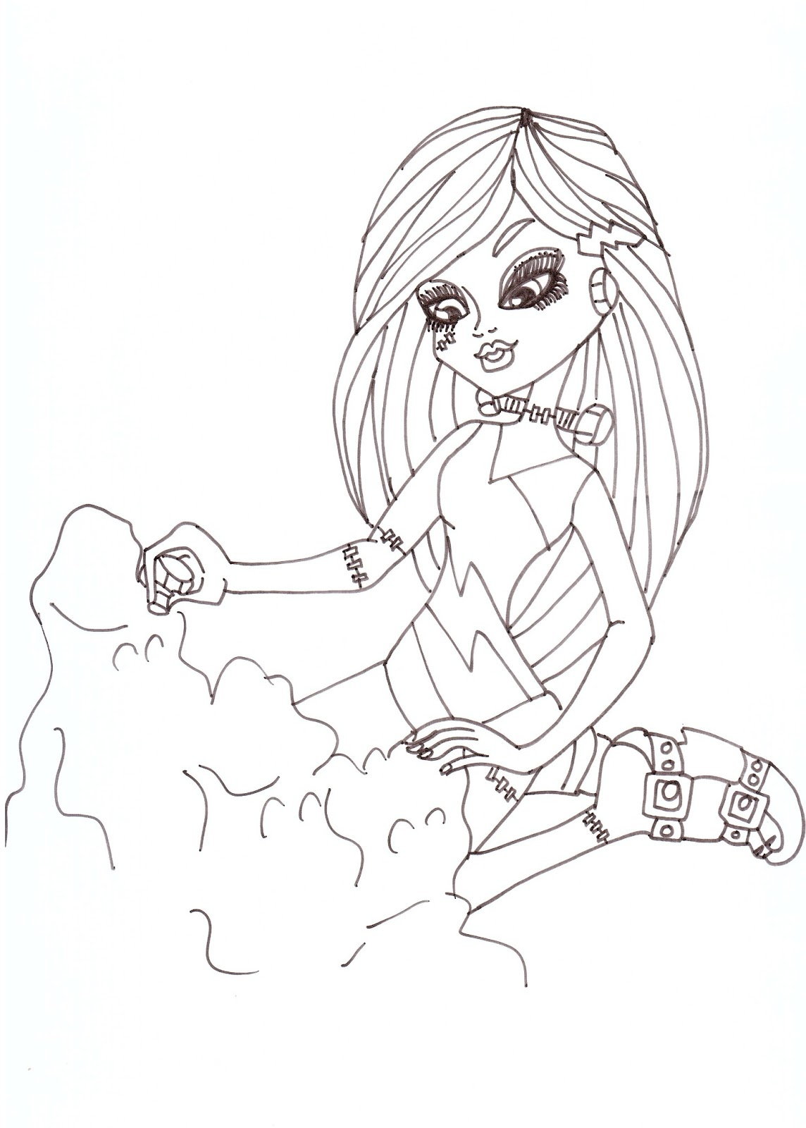 Download Free Printable Monster High Coloring Pages: Frankie Stein Gloom Beach Coloring Sheet