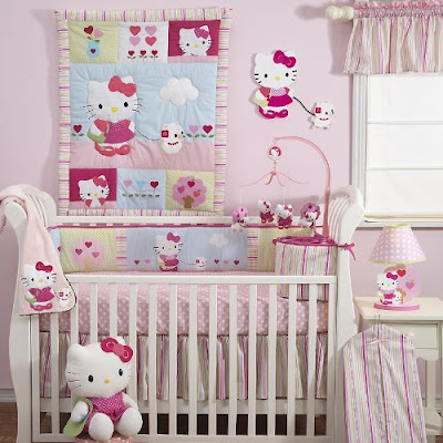 Hello Kitty and Puppy 4-Piece Baby Crib Bedding