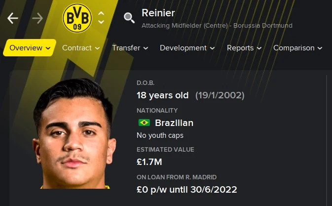 Reinier FM21 Football Manager 2021 Wonderkid