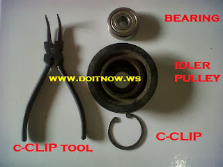 Bearings , Idler Pulley and C - Clip Tool