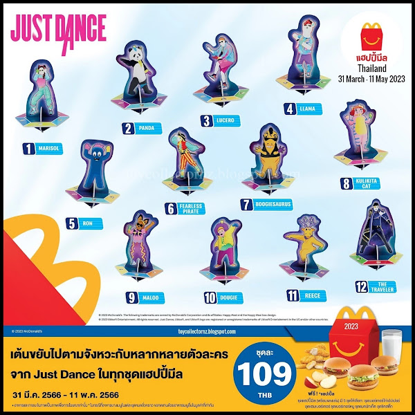 McDonalds Just Dance Toys 2023 Happy Meal Set of 12 Thailand including: Panda, Marisol, Lucero, Llama, Ron, Fearless Pirate, Boogiesaurus, Kulikita Cat, Maloo, Dougie, Reece, The Traveler