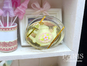 Miniature white chocolate teapot in clear presentation box