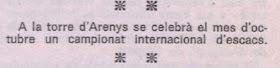 III Torneo Internacional femenino de Ajedrez – Arenys de Mar 1970, recorte de prensa