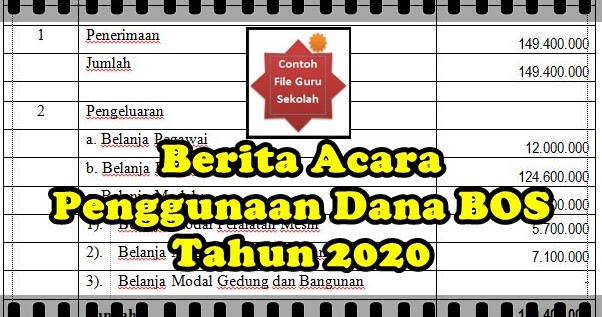 Contoh Berita Acara Penggunaan Dana BOS Reguler Terbaru Sesuai JUKNIS