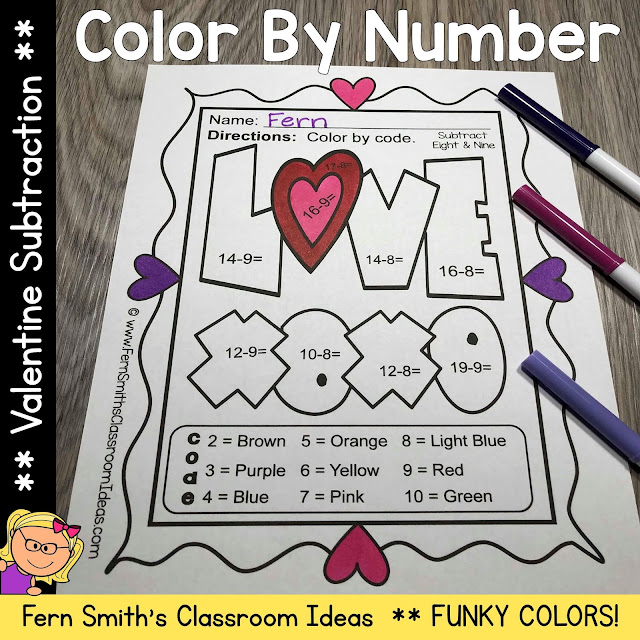 You will love the no prep, print and go ease of these St. Valentine's Day Color By Number Addition, Subtraction, Multiplication, and Division FUNKY Valentines Themed Printables. This FUNKY St. Valentine's Day Color By Number Addition, Subtraction, Multiplication, and Division Printables include 20 pages for introducing or reviewing addition, subtraction, multiplication, and division. This bundle is perfect for differentiation in ESOL, ESL, Home Schooling and Special Education Classes.