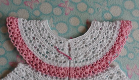 Sweet Nothings Crochet free crochet pattern blog, photo for the yoke of the baby dress,