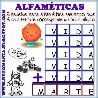 Alfaméticas, Criptoaritméticas, Criptograma, Criptosuma, Desafíos matemáticos, Retos matemáticos, Problemas matemáticos, Suma de palabras, Juego de palabras