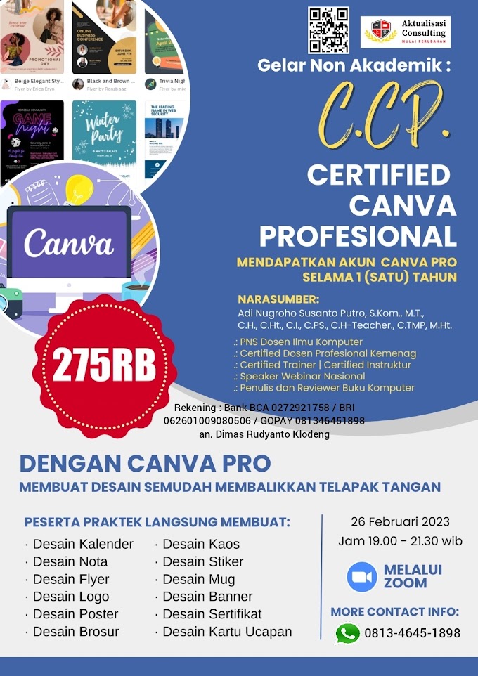 WA.0813-4645-1898 | Gelar Non Akademik Certified Canva Professional (C.CP)