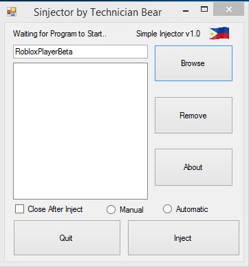 Zombiebears Official Website Sinjector Simple Dll Injector By Technician Bear - roblox exploit no dll injector