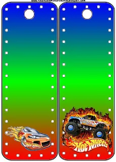 Hot Wheels Party, Free Printable Bookmarks.