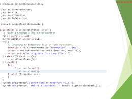 Program: How to write or store data into temporary file in java?