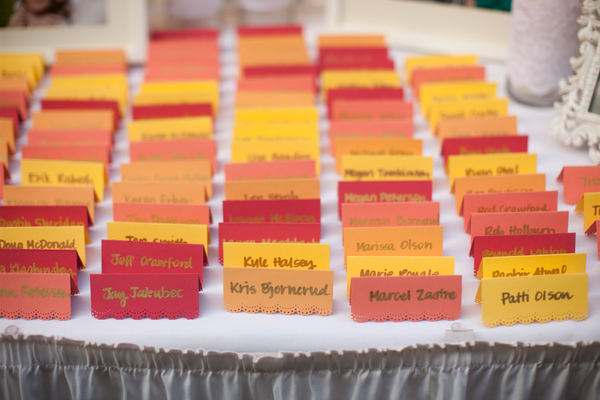 MultiColoured Escort Cards Photo by Michele M Waite Photography via Style