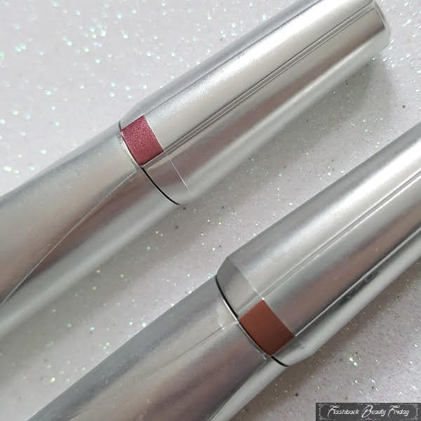 close up of coloured shade strip on lipgloss packaging