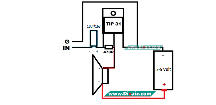 Skema Rangkaian Ampli Mini 1 Transistor Divaiz