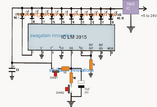 Up/Down LED Indicator Circuit by pressing up push button and down push button