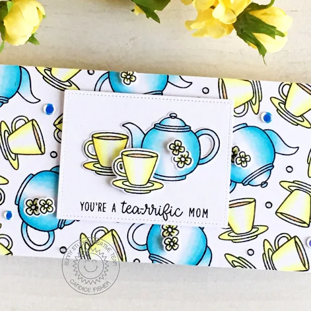 Sunny Studio Stamps: Tea-riffic Wrap Around Box Dies Mother's Day Card by Candice Fisher