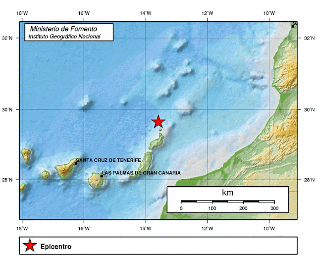 terremoto norte Lanzarote, Atlántico Canarias, 19 octubre