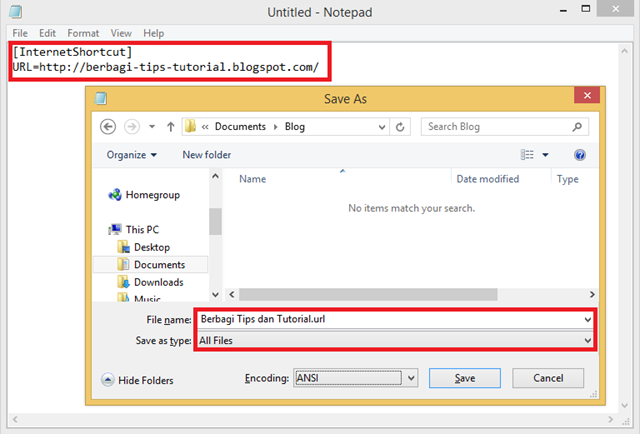 Membuat Shortcut pada Website atau Blog dengan Notepad Membuat Shortcut pada Website atau Blog dengan Notepad