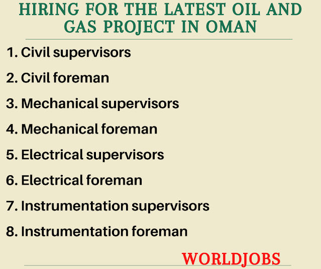 Hiring for the latest Oil and Gas project in Oman