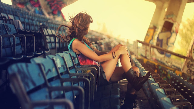 Girl with Black Boots HD Wallpaper