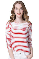 Red and white striped boatneck top