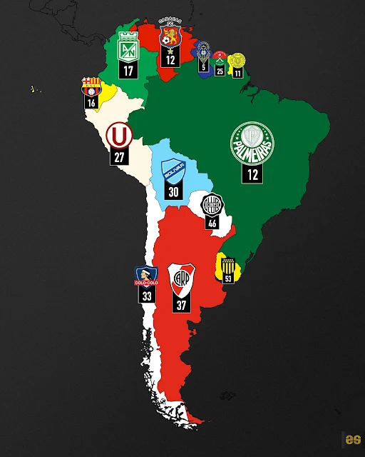 Máximos ganadores de Liga en Sudamérica ⚽️🏆🌎