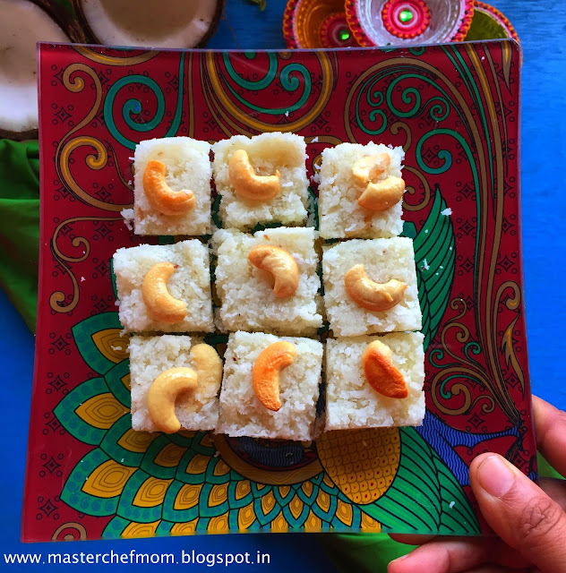 Thengai Burfi | Traditional South Indian Style Coconut Burfi 