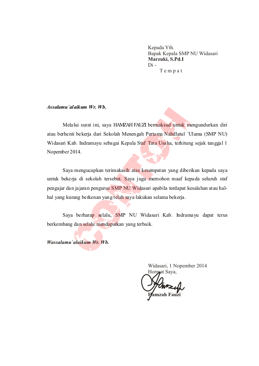 Contoh Surat Rasmi Keluar Awal Dari Pejabat