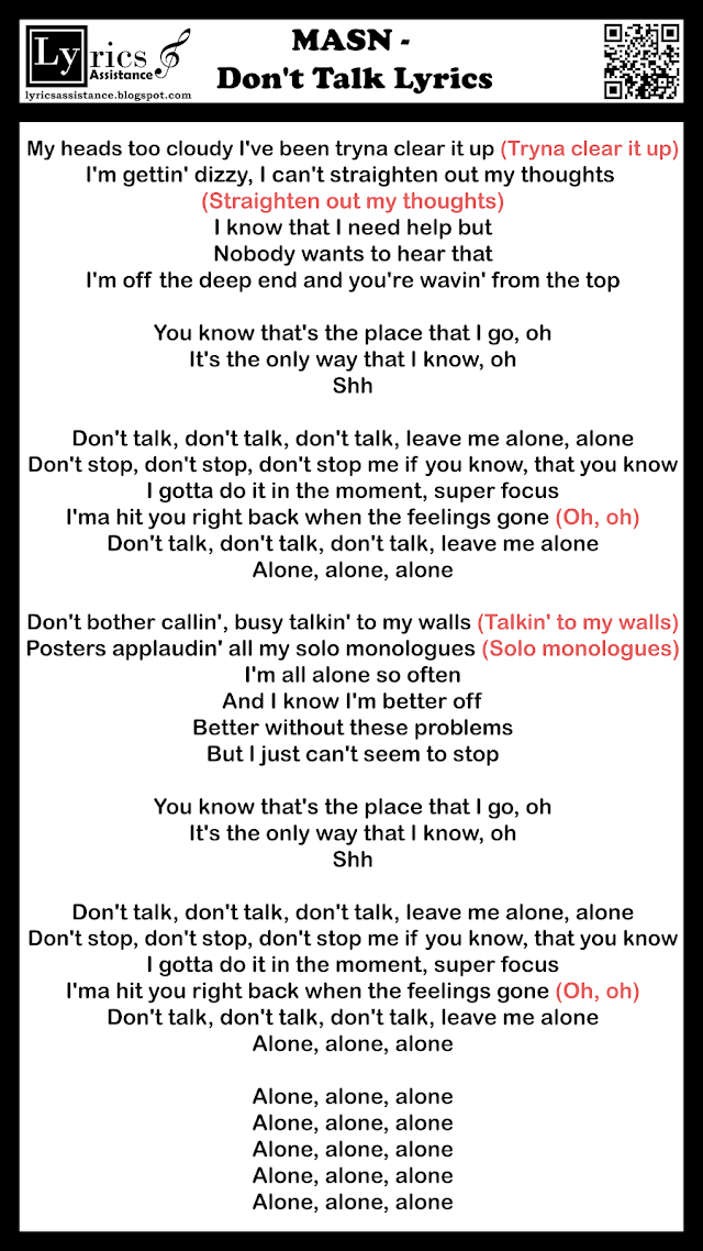 MASN - Don't Talk Lyrics | lyricsassistance.blogspot.com