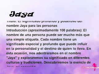 significado del nombre Jaya