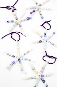 Beaded Pipe Cleaner Snowflake Craft with messages for kids to make for Christmas