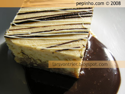 Tarta de queso, chocolate blanco y crema de güisqui