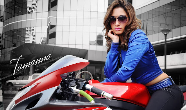 Tamanna Bhatia Hot Wallpaper In Bike