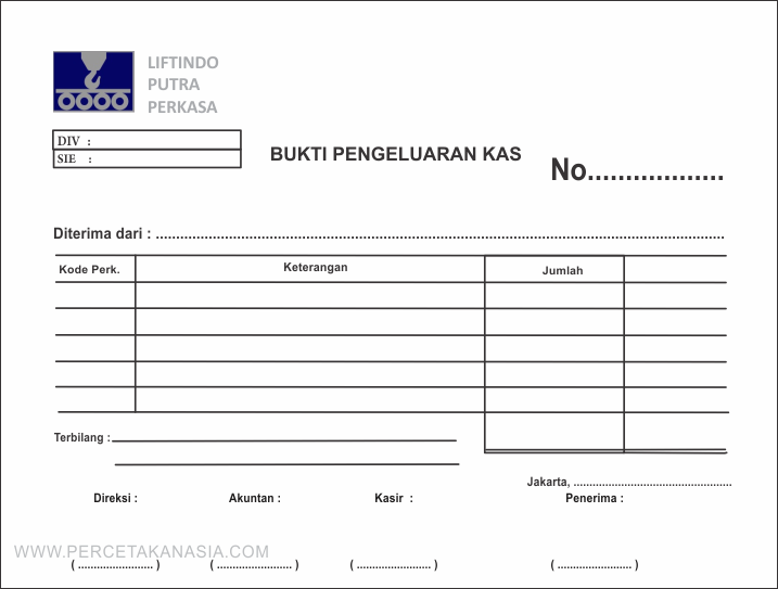  Desain  bukti pengeluaran kas PT Liftindo PercetakanASIA com