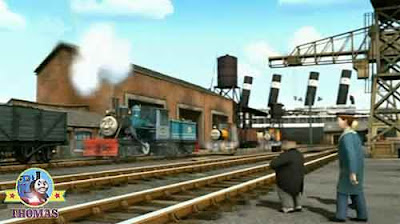 Thomas and his friends the Fat Controller at Brendam docks Bash Dash and Ferdinand the logging loco