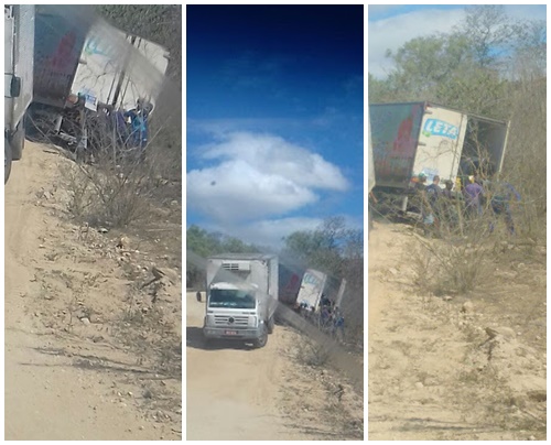 CAMINHÃO-BAÚ TOMBA NA SERRA DE SÃO PEDRO, NA DIVISA DE BOM CONSELHO COM IATI