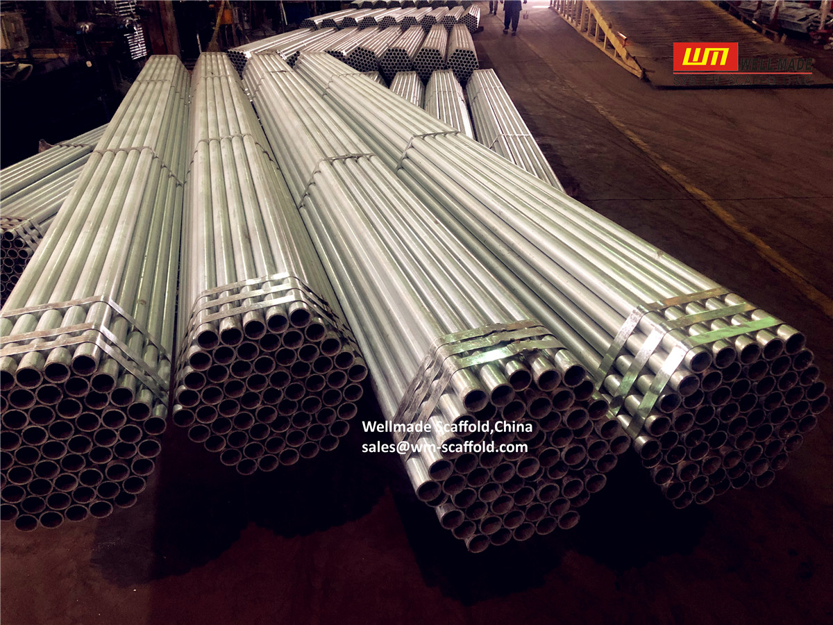 BS1139 standard scaffold tubes 4.0mm - galvanized scaffolding pipes of pipe fitting system - 6m scaffolding tubes for construction - wellmade