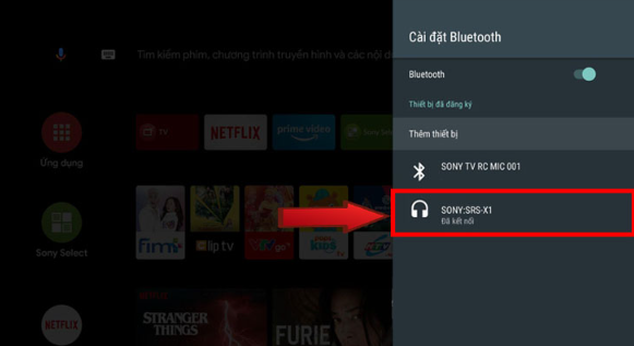 Chọn tên thiết bị micro trên tivi để hoàn tất việc kết nối