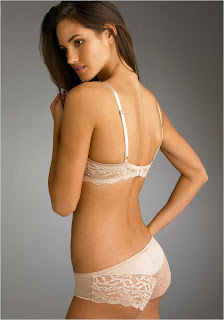 Model Barbara Stoyanoff Back View Image in Cream Color Bikini