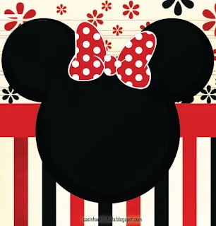 Minnie with Red, Yellow and Black Stripes: Free Printable Mini Kit.