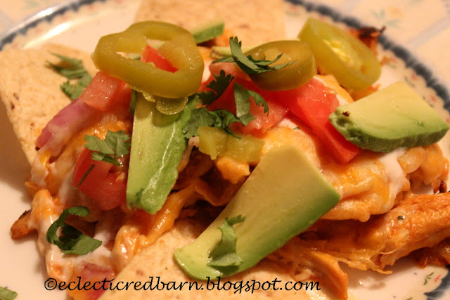Eclectic Red Barn: Kickin' Chicken Nachos with toppings
