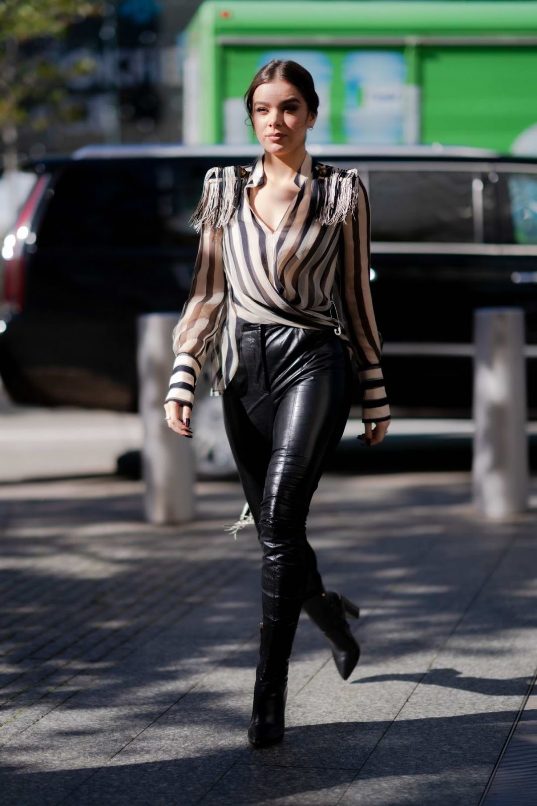 Hailee Steinfeld female celebrity high street style fashion in New York City