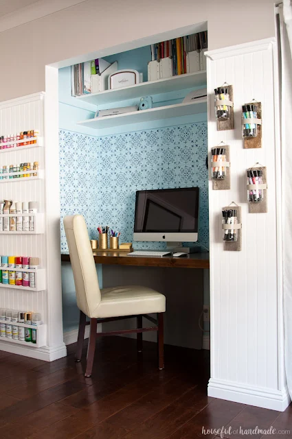 DIY stencil office nook